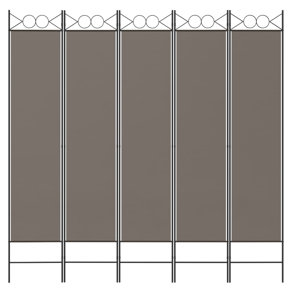 Divisorio a 5 Pannelli Antracite 200x200 cm Tessuto - homemem39