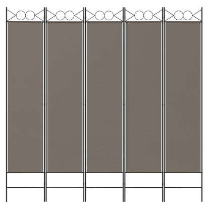 Divisorio a 5 Pannelli Antracite 200x200 cm Tessuto - homemem39