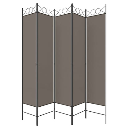 Divisorio a 5 Pannelli Antracite 200x200 cm Tessuto - homemem39
