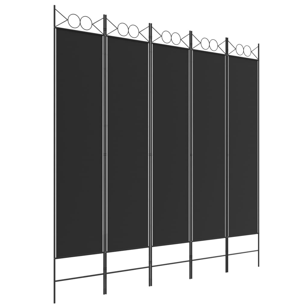 Divisorio 5 Pannelli Nero 200x200 cm Tessuto | homemem39