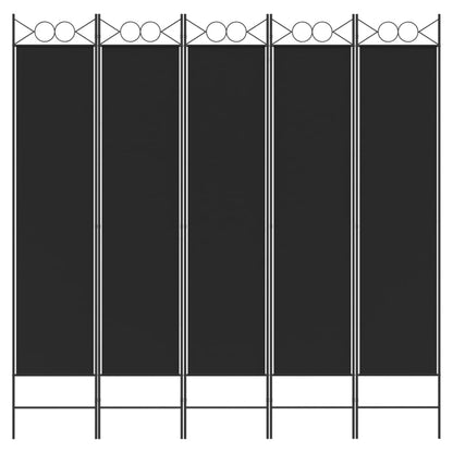Divisorio 5 Pannelli Nero 200x200 cm Tessuto