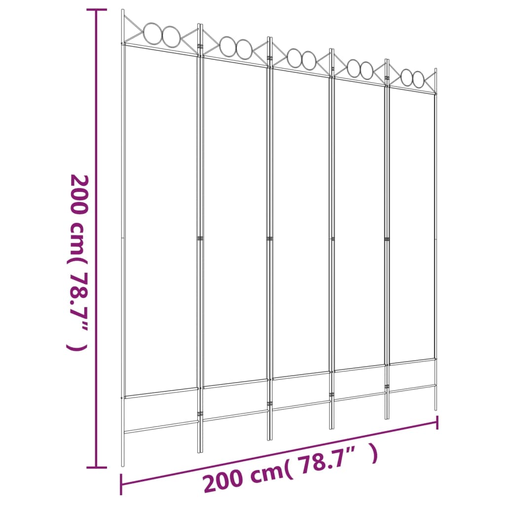 Divisorio 5 Pannelli Nero 200x200 cm Tessuto | homemem39