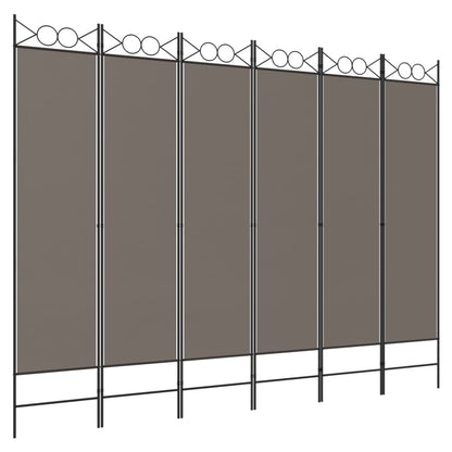 Divisorio a 6 Pannelli Antracite 240x200 cm Tessuto - homemem39