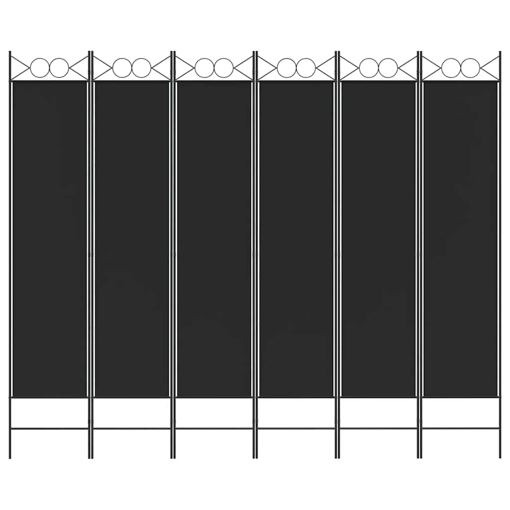 Divisorio a 6 Pannelli Nero 240x200 cm in Tessuto