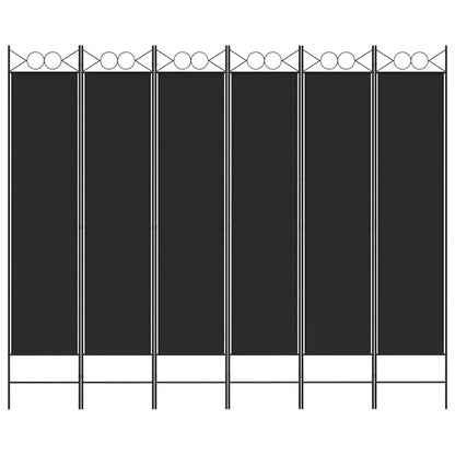 Divisorio a 6 Pannelli Nero 240x200 cm in Tessuto