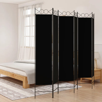 Divisorio a 6 Pannelli Nero 240x200 cm in Tessuto - homemem39