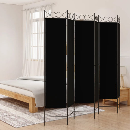 Divisorio a 6 Pannelli Nero 240x200 cm in Tessuto - homemem39