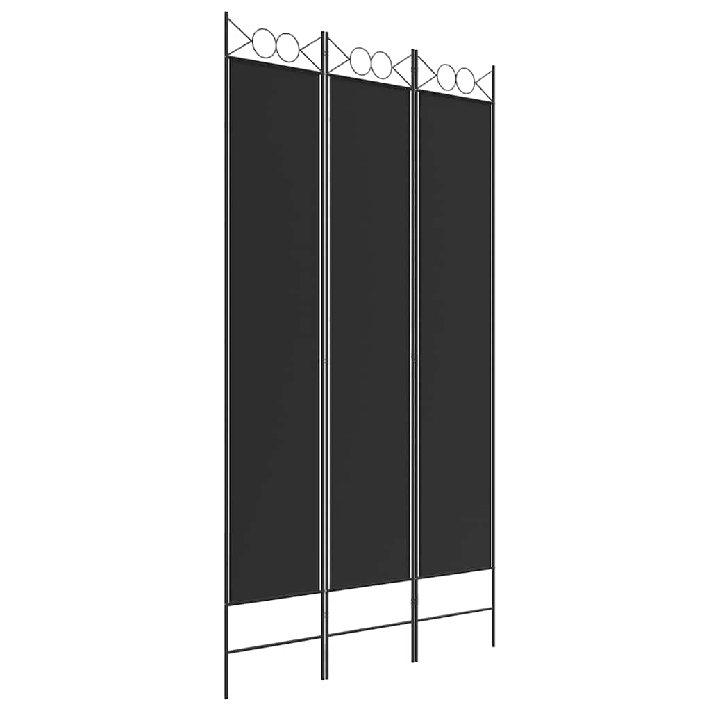 Divisorio a 3 Pannelli Nero 120x220 cm in Tessuto