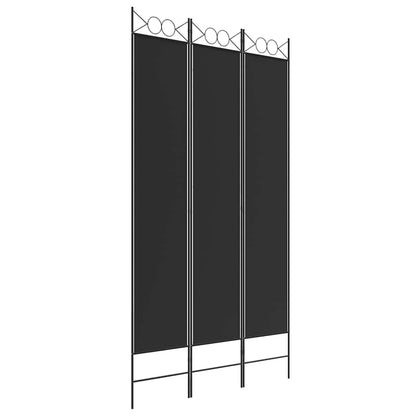 Divisorio a 3 Pannelli Nero 120x220 cm in Tessuto