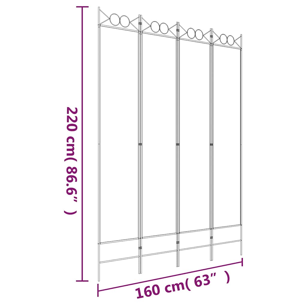 Divisorio a 4 Pannelli Marrone 160x220 cm in Tessuto | homemem39