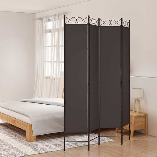 Divisorio a 4 Pannelli Marrone 160x220 cm in Tessuto | homemem39