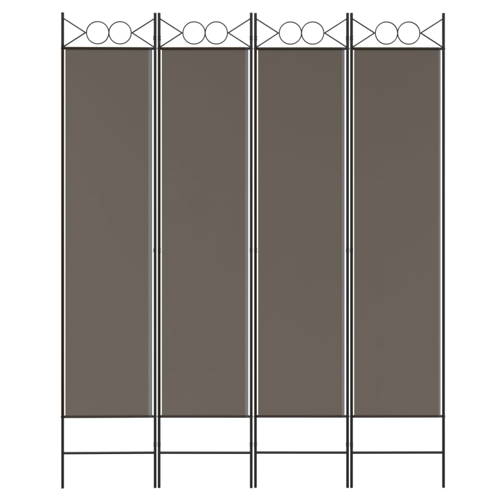 Divisorio a 4 Pannelli Antracite 160x220 cm Tessuto