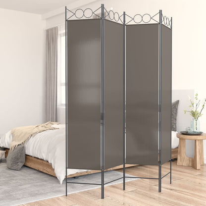 Divisorio a 4 Pannelli Antracite 160x220 cm Tessuto | homemem39