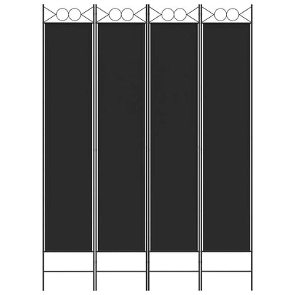 Divisorio a 4 Pannelli Nero 160x220 cm in Tessuto