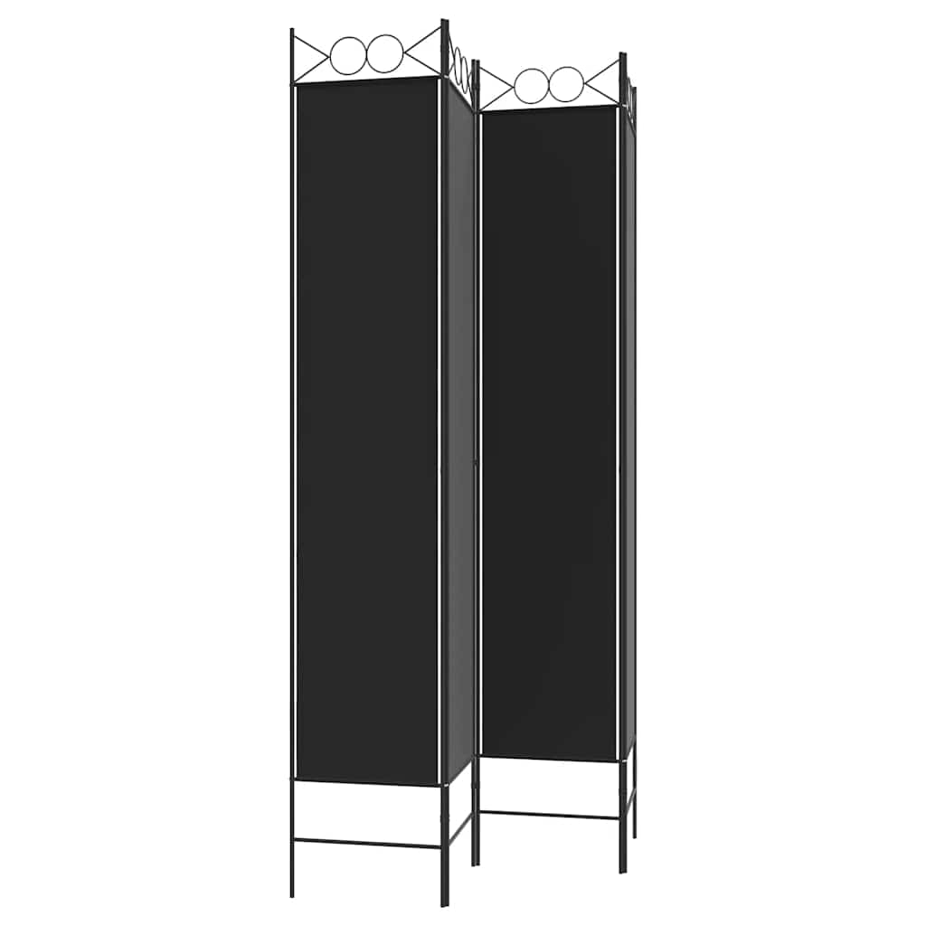 Divisorio a 4 Pannelli Nero 160x220 cm in Tessuto | homemem39
