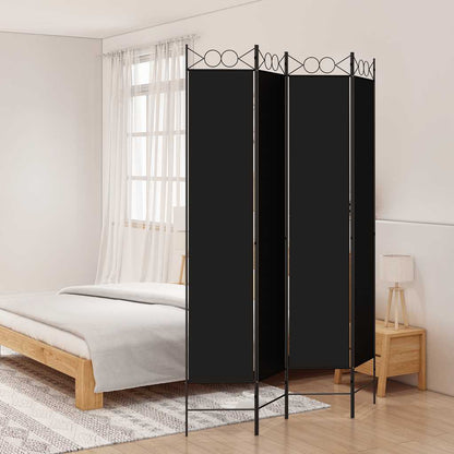 Divisorio a 4 Pannelli Nero 160x220 cm in Tessuto | homemem39