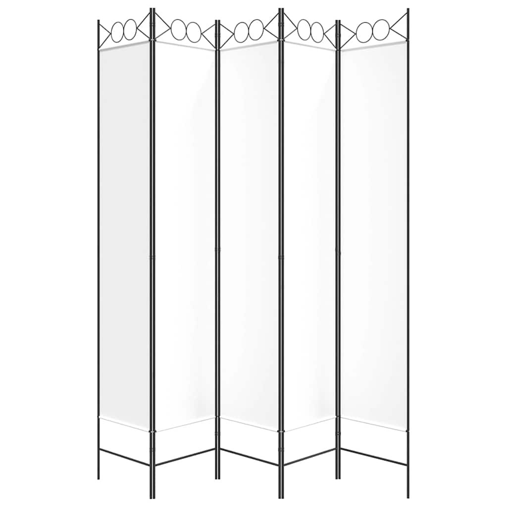 Divisorio a 5 Pannelli Bianco 200x220 cm Tessuto - homemem39