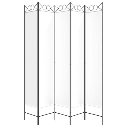 Divisorio a 5 Pannelli Bianco 200x220 cm Tessuto - homemem39