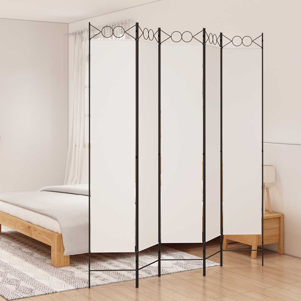 Divisorio a 5 Pannelli Bianco 200x220 cm Tessuto | homemem39