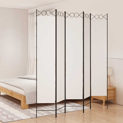 Divisorio a 5 Pannelli Bianco 200x220 cm Tessuto | homemem39