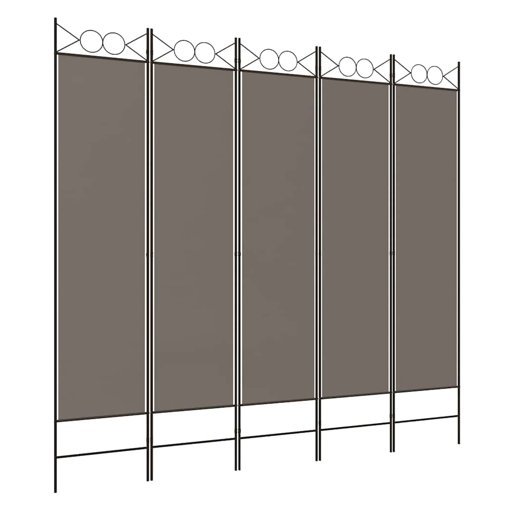 Divisorio a 5 Pannelli Antracite 200x220 cm Tessuto | homemem39