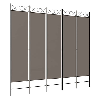 Divisorio a 5 Pannelli Antracite 200x220 cm Tessuto | homemem39
