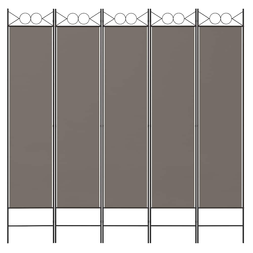 Divisorio a 5 Pannelli Antracite 200x220 cm Tessuto | homemem39