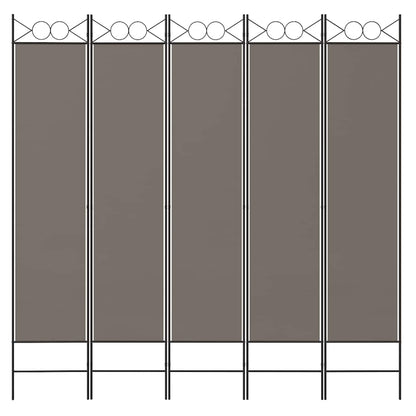 Divisorio a 5 Pannelli Antracite 200x220 cm Tessuto | homemem39