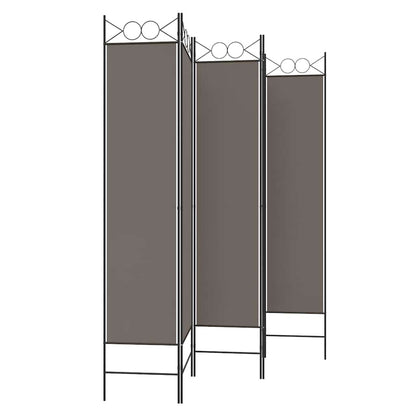 Divisorio a 5 Pannelli Antracite 200x220 cm Tessuto