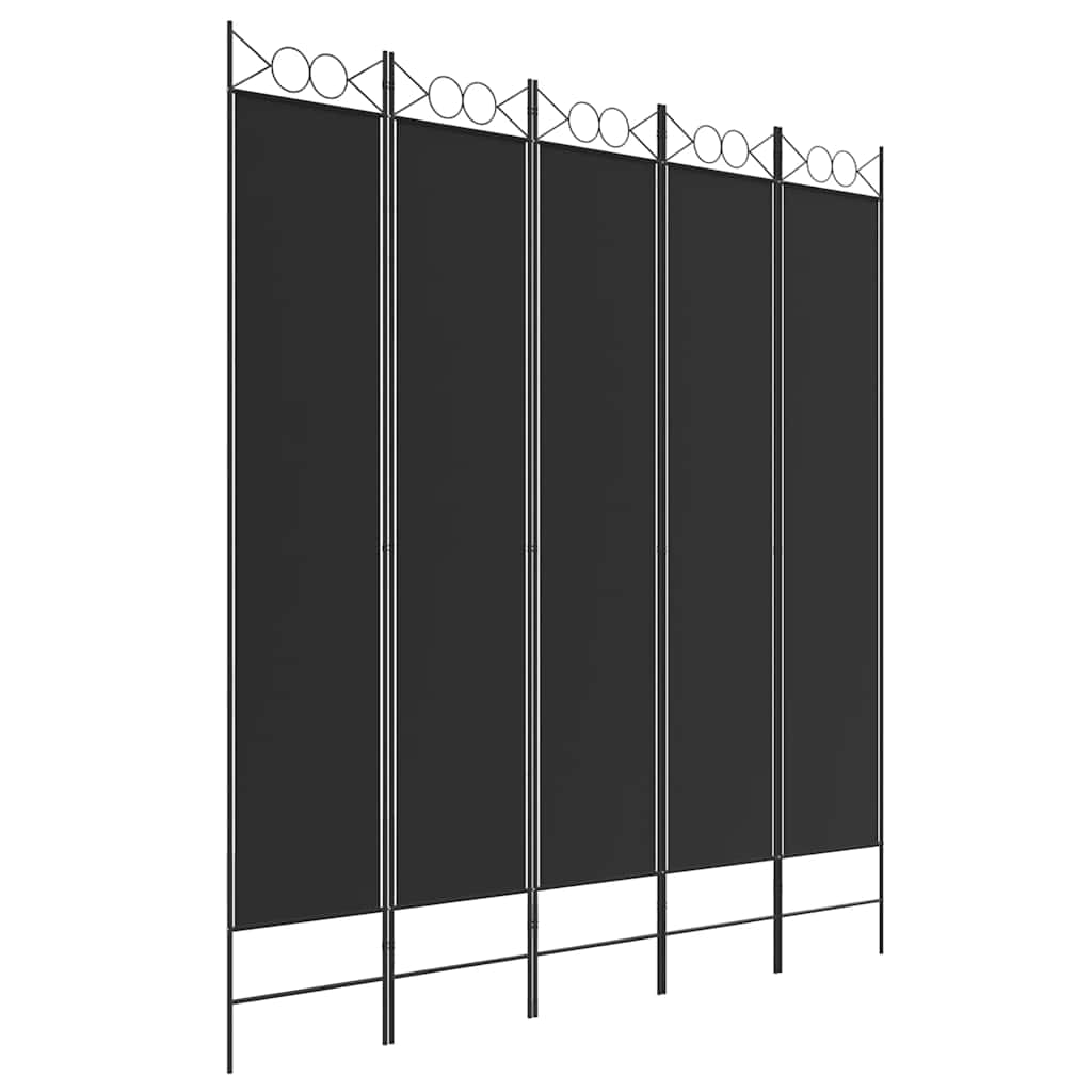 Divisorio 5 Pannelli Nero 200x220 cm Tessuto | homemem39
