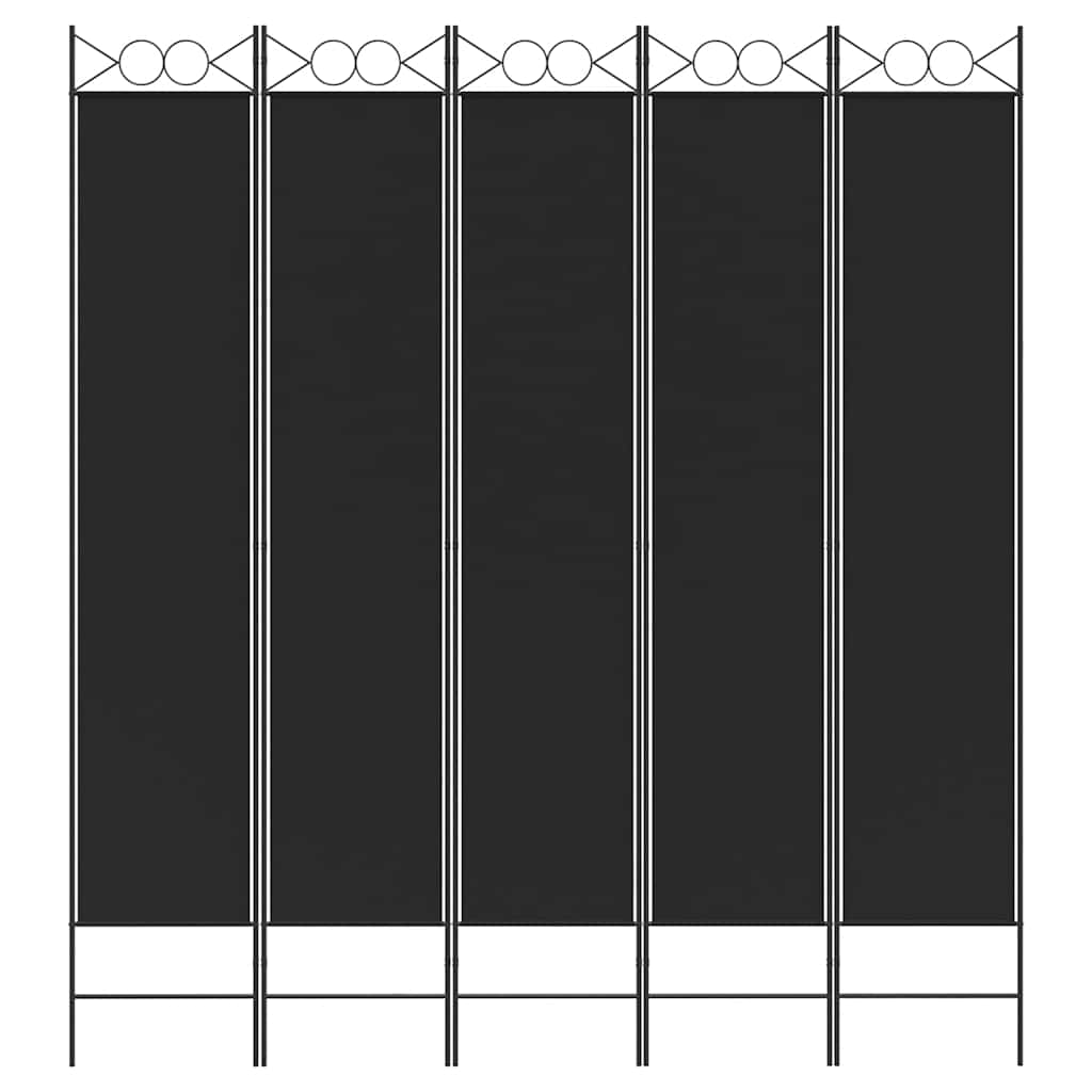 Divisorio 5 Pannelli Nero 200x220 cm Tessuto