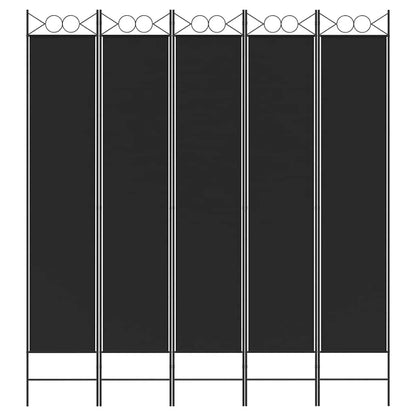 Divisorio 5 Pannelli Nero 200x220 cm Tessuto