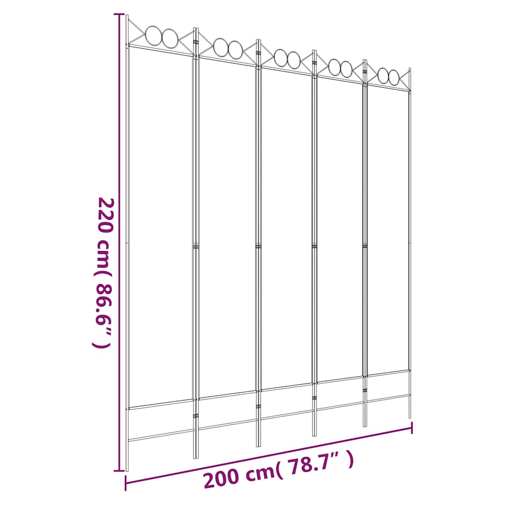Divisorio 5 Pannelli Nero 200x220 cm Tessuto | homemem39