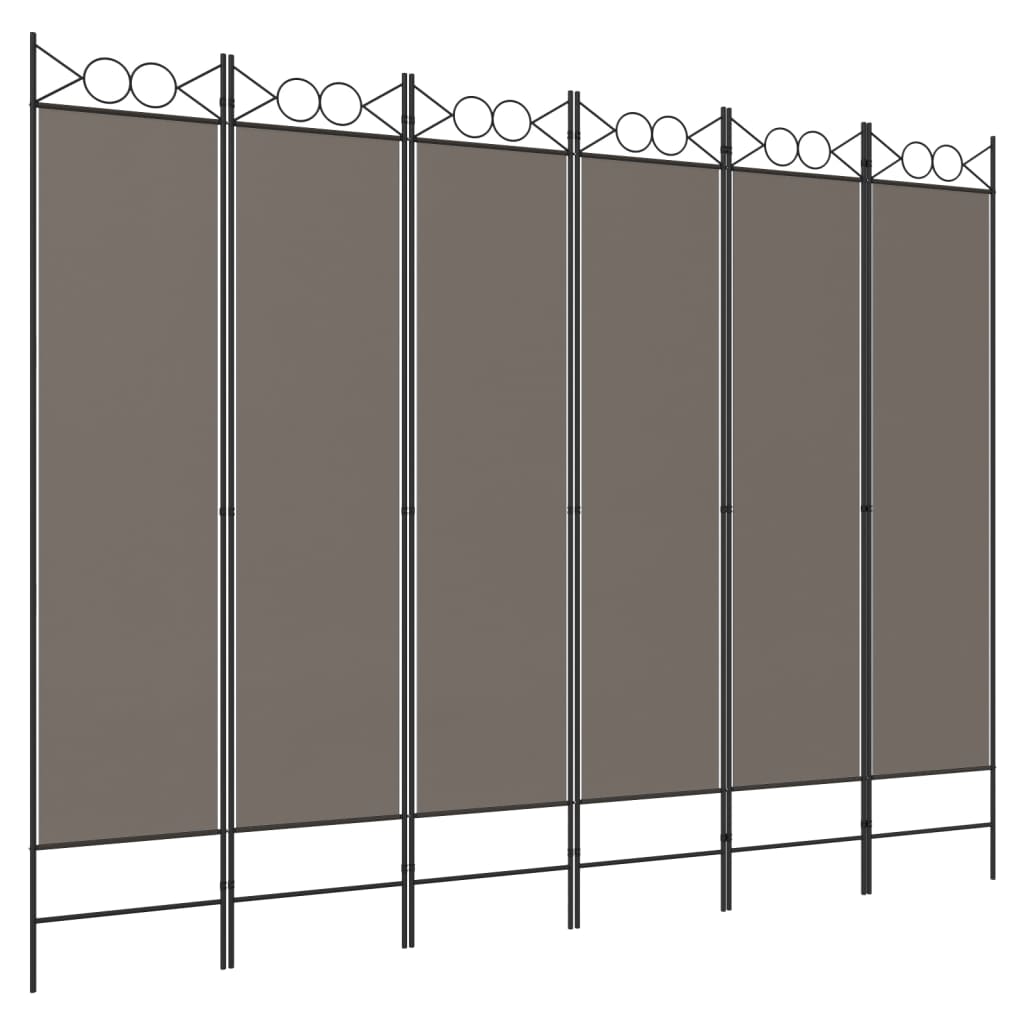 Divisorio a 6 Pannelli Antracite 240 x 220 cm Tessuto | homemem39