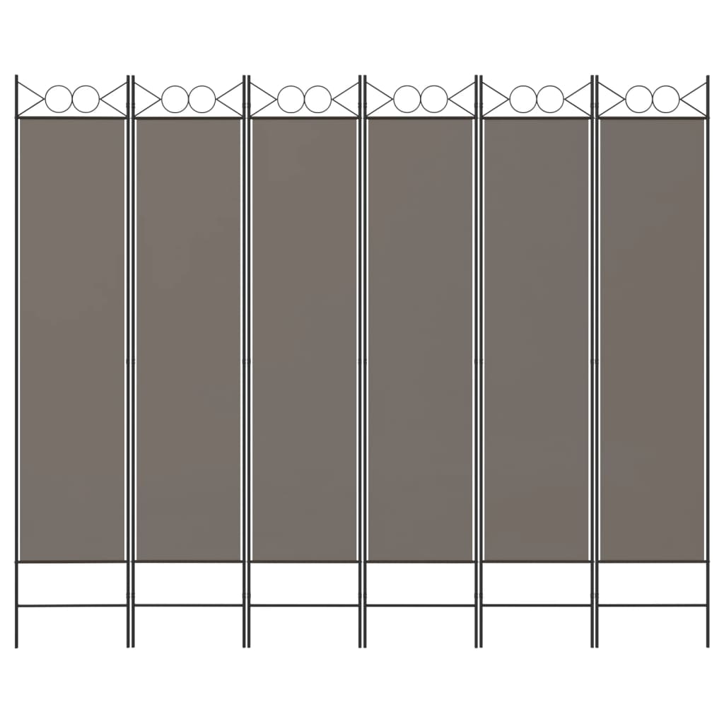 Divisorio a 6 Pannelli Antracite 240 x 220 cm Tessuto | homemem39