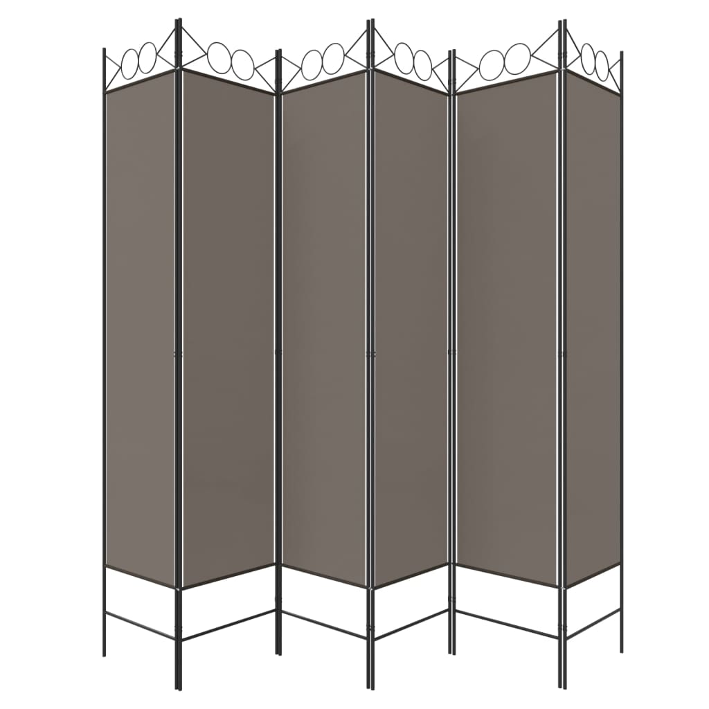 Divisorio a 6 Pannelli Antracite 240 x 220 cm Tessuto - homemem39
