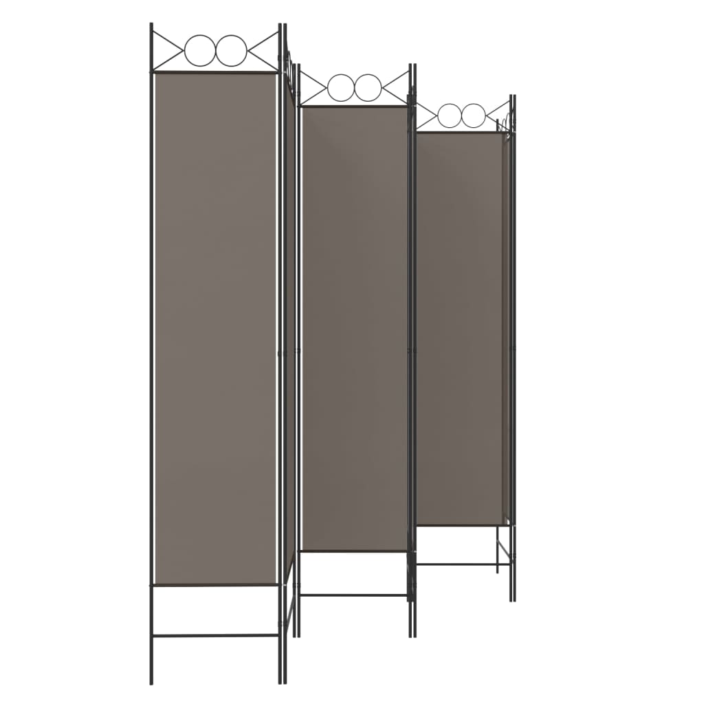 Divisorio a 6 Pannelli Antracite 240 x 220 cm Tessuto | homemem39