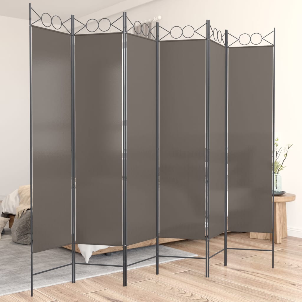 Divisorio a 6 Pannelli Antracite 240 x 220 cm Tessuto - homemem39