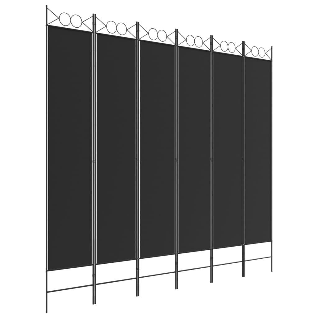 Divisorio a 6 Pannelli Nero 240 x 220 cm in Tessuto | homemem39