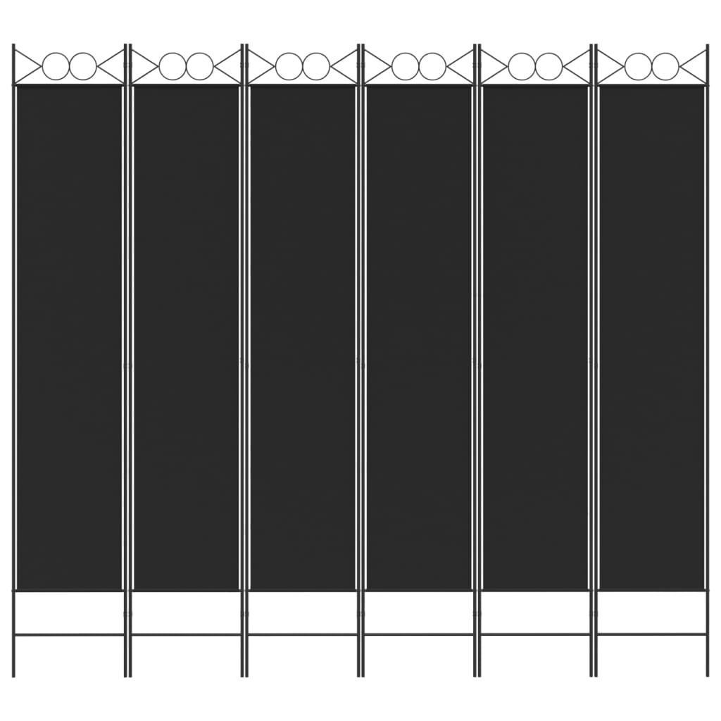 Divisorio a 6 Pannelli Nero 240 x 220 cm in Tessuto