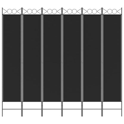 Divisorio a 6 Pannelli Nero 240 x 220 cm in Tessuto