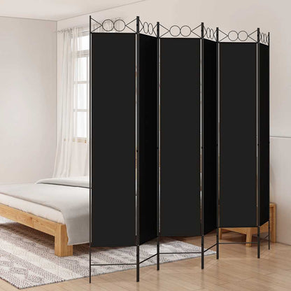 Divisorio a 6 Pannelli Nero 240 x 220 cm in Tessuto