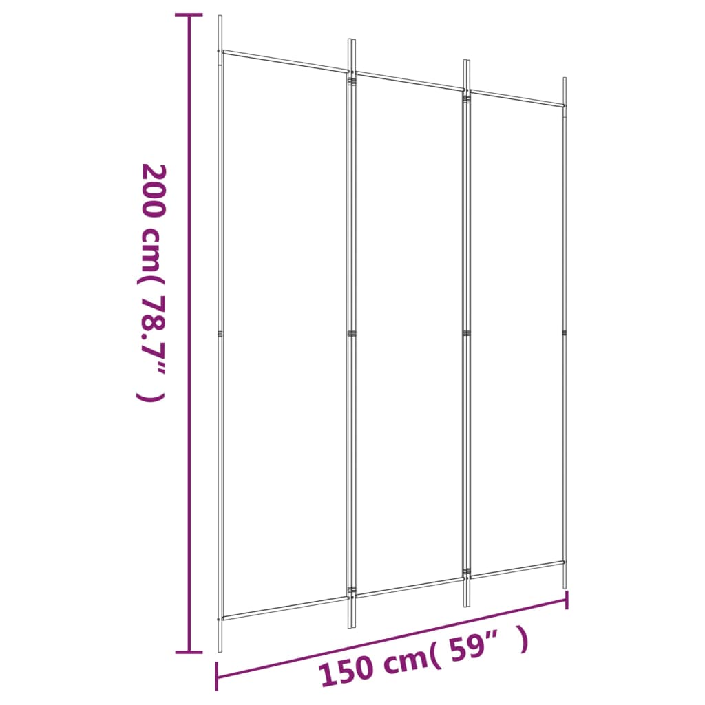 Divisorio a 3 Pannelli Antracite 150x200 cm in Tessuto | homemem39