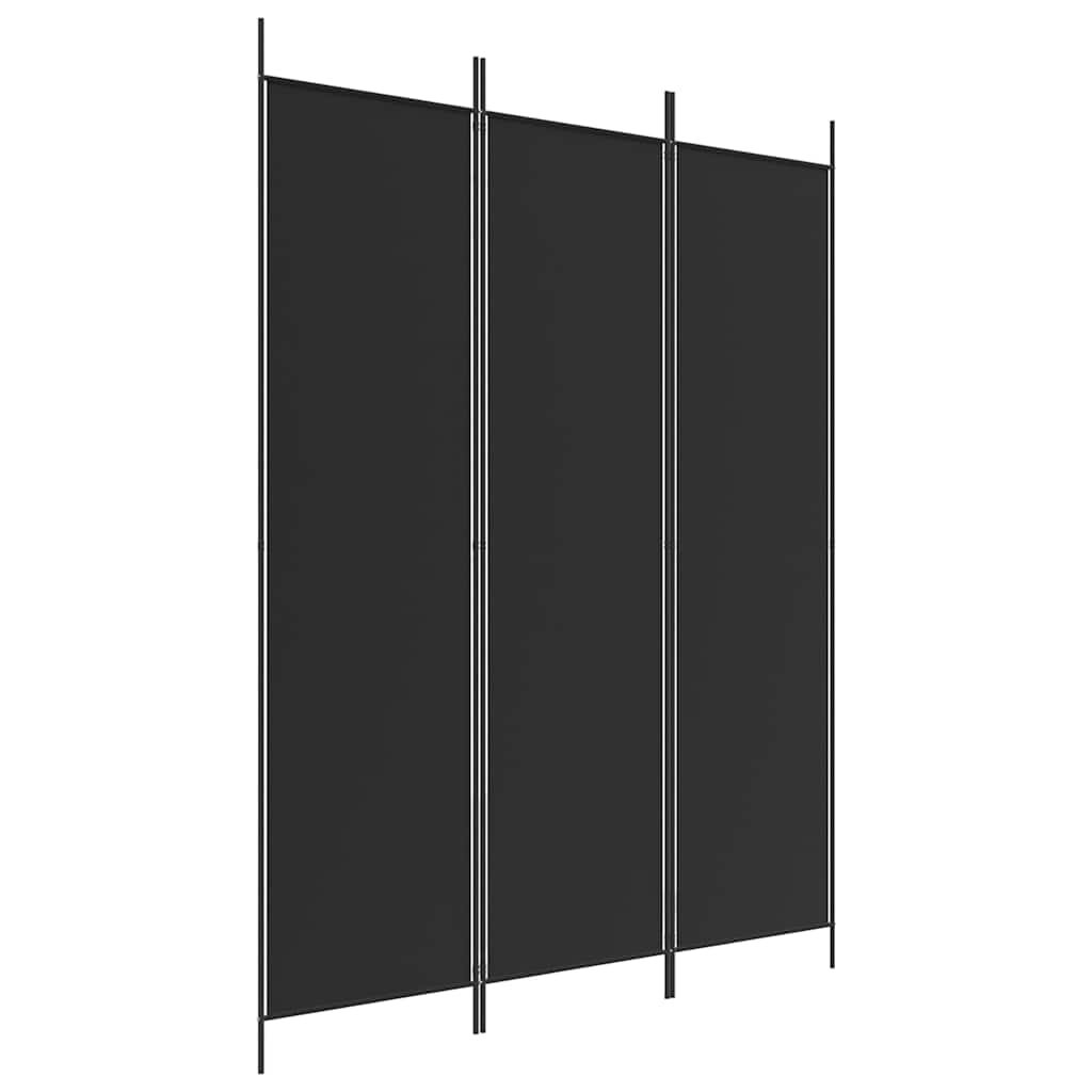 Divisorio a 3 Pannelli Nero 150x200 cm in Tessuto