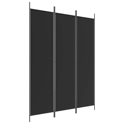 Divisorio a 3 Pannelli Nero 150x200 cm in Tessuto