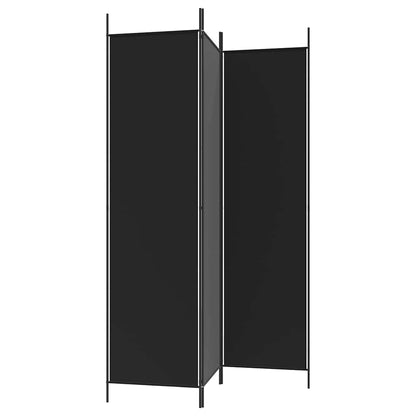 Divisorio a 3 Pannelli Nero 150x200 cm in Tessuto
