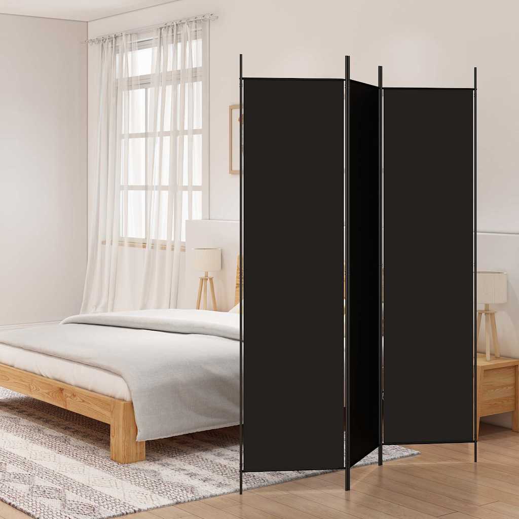 Divisorio a 3 Pannelli Nero 150x200 cm in Tessuto | homemem39