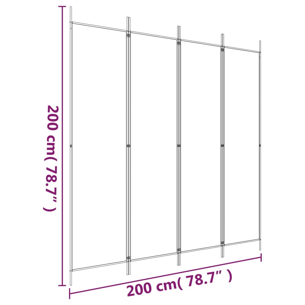 Divisorio a 4 Pannelli Bianco 200x200 cm Tessuto | homemem39