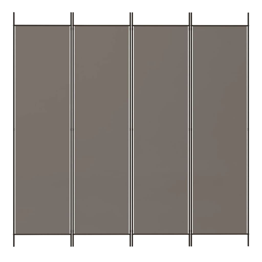 Divisorio a 4 Pannelli Antracite 200x200 cm Tessuto | homemem39