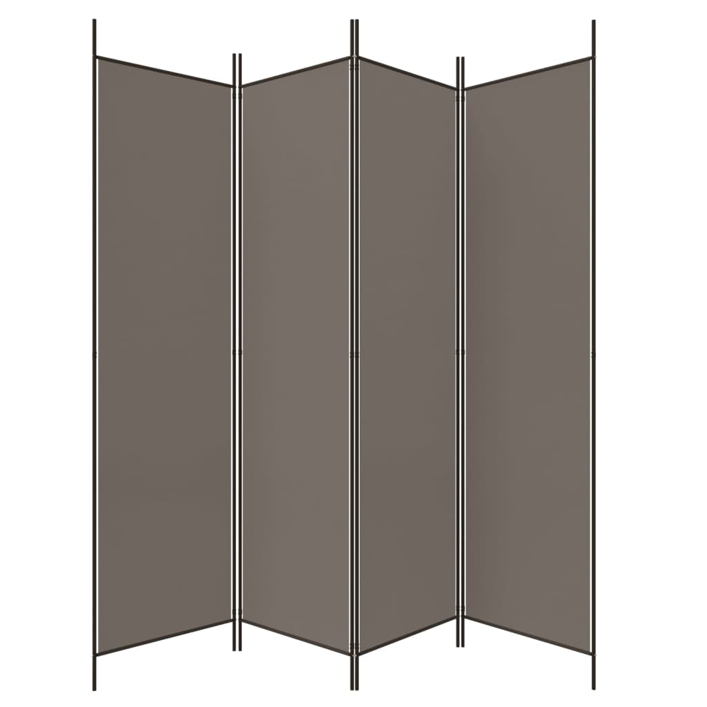 Divisorio a 4 Pannelli Antracite 200x200 cm Tessuto | homemem39